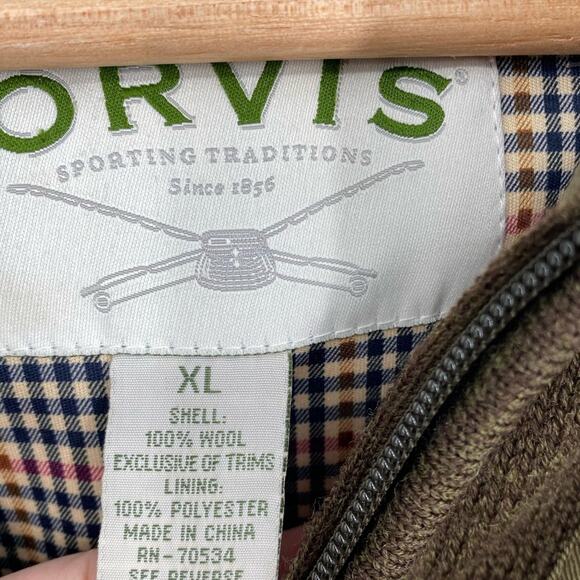 ORVIS Shooting Jacket Bomber Hunting Chore Mens 100% Wool Full Zip Green XL - Picture 2 of 10